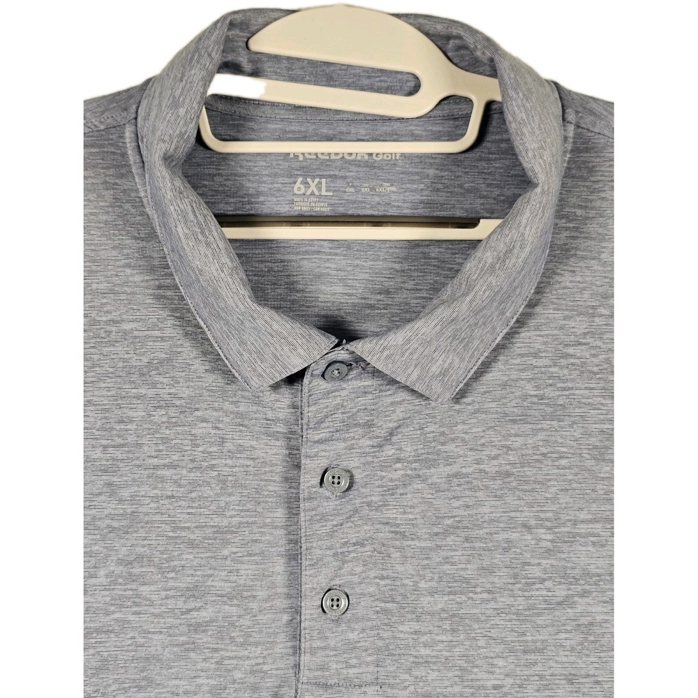 Reebok Golf Shirt Mens 6XL Gray PlayDry Performance Polo Short‎ Sleeve Big Tall